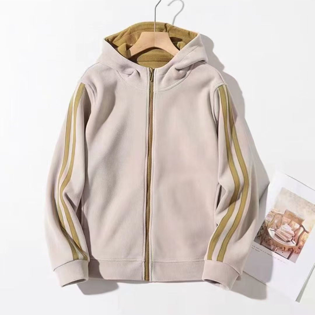 园园美衣衣女加绒加厚保暖连帽宽松休闲韩版奥利绒外套学院风卫衣