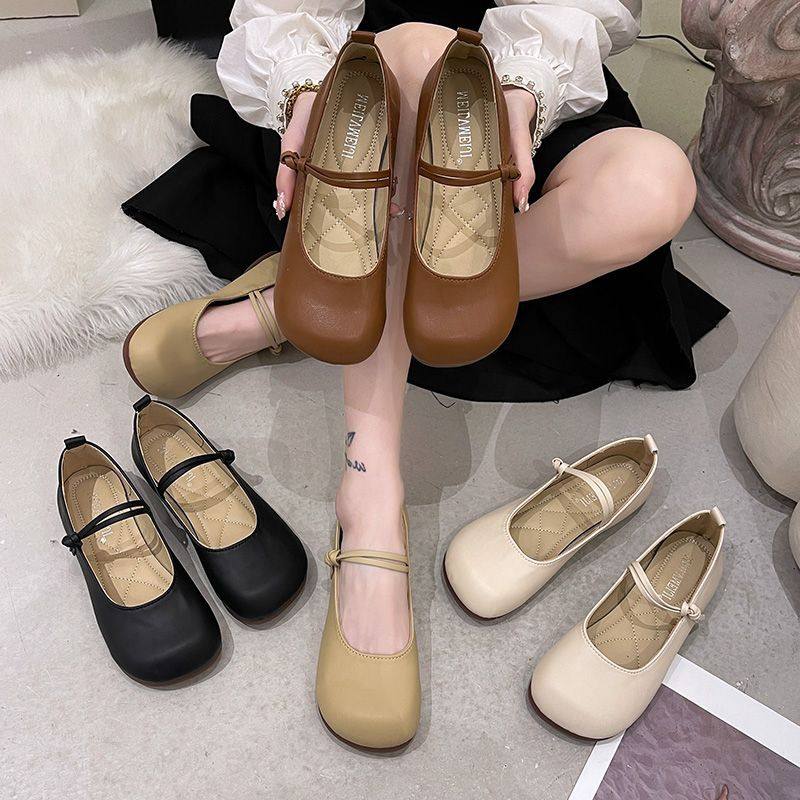 圆头豆豆鞋女软底2024年春夏新款一字扣温柔晚晚平底仙女浅口单鞋,女鞋,休闲凉鞋,淘宝优惠券,粉丝福利购,淘宝优惠卷