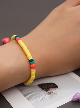 波西米亚风黄色软陶小手链