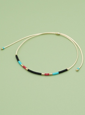 小众设计波西米亚民族风小手串 秋冬暗色款叠戴个性小米珠手链女