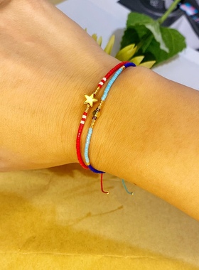 新款小众饰品miyuki米珠手工串珠幸运星星手串 简约可爱学生手链