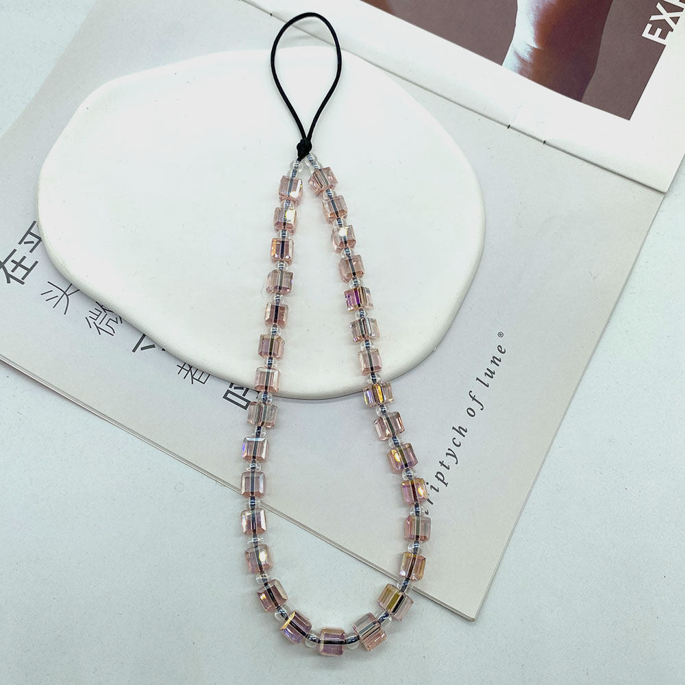 小众设计方糖浅粉色系水晶短款手工手机挂链可爱粉色少女手腕挂绳,3C数码配件,手机挂件/手机链,淘宝优惠券,粉丝福利购,淘宝优惠卷