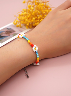 小众可调节白色花朵学生礼物手链