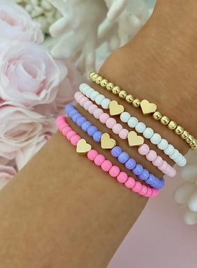 欧美风纯色叠戴小手链时尚饰品