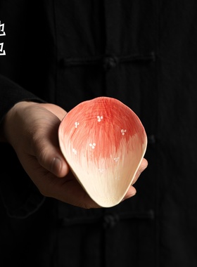 池也牧渔陶瓷茶荷小清新茶则纯色赏茶勺特色茶铲茶道配件茶具套装