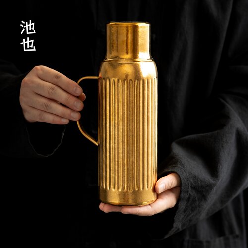 池也纯钛磁吸保温壶大容量焖泡茶壶新款钛机械显温壶家用暖热水壶