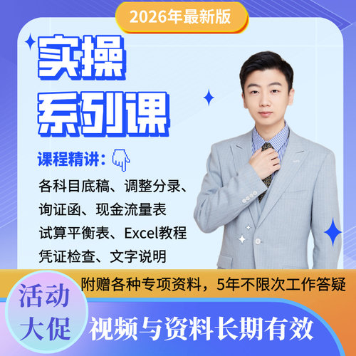 2026审计实操课【底稿课+excel+小白必看+审计调整+现金流+试算】