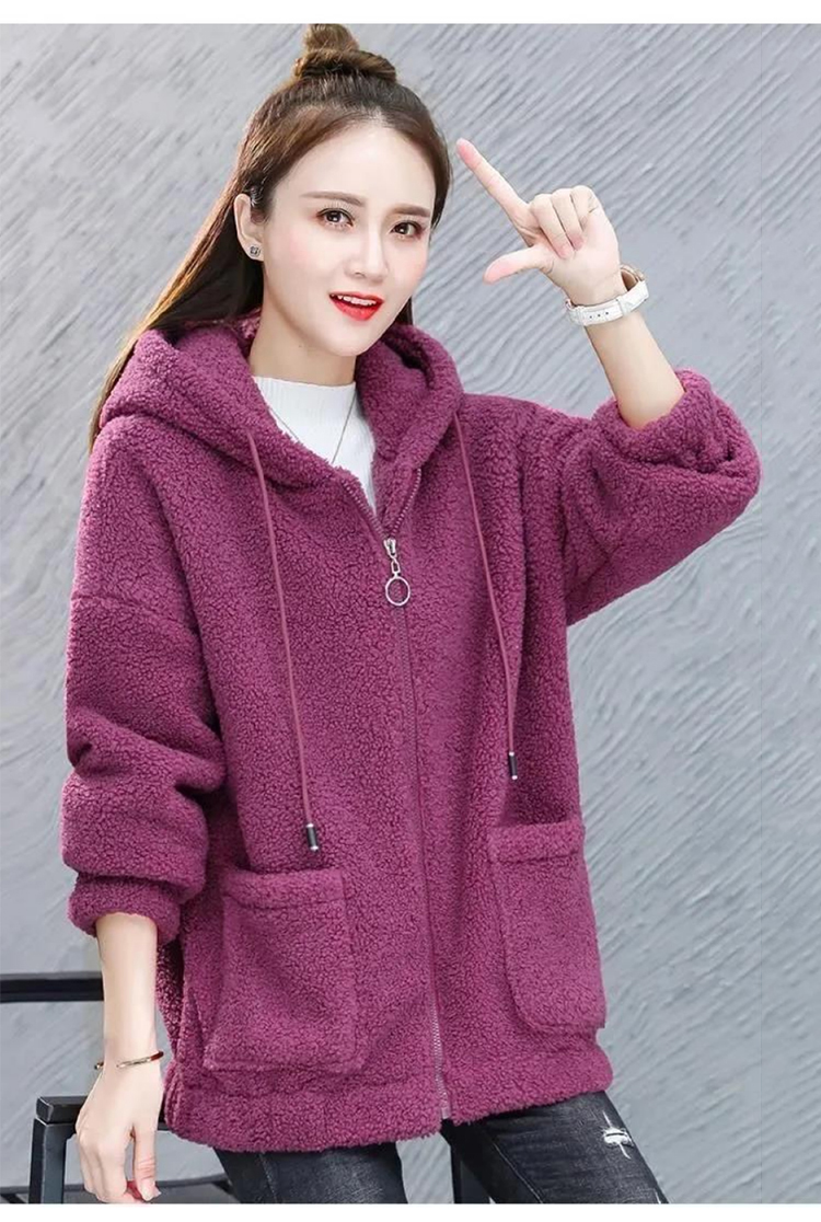 r529羊羔绒卫衣女秋冬宽松拉链开衫外套1:1服装纸样diy裁剪图