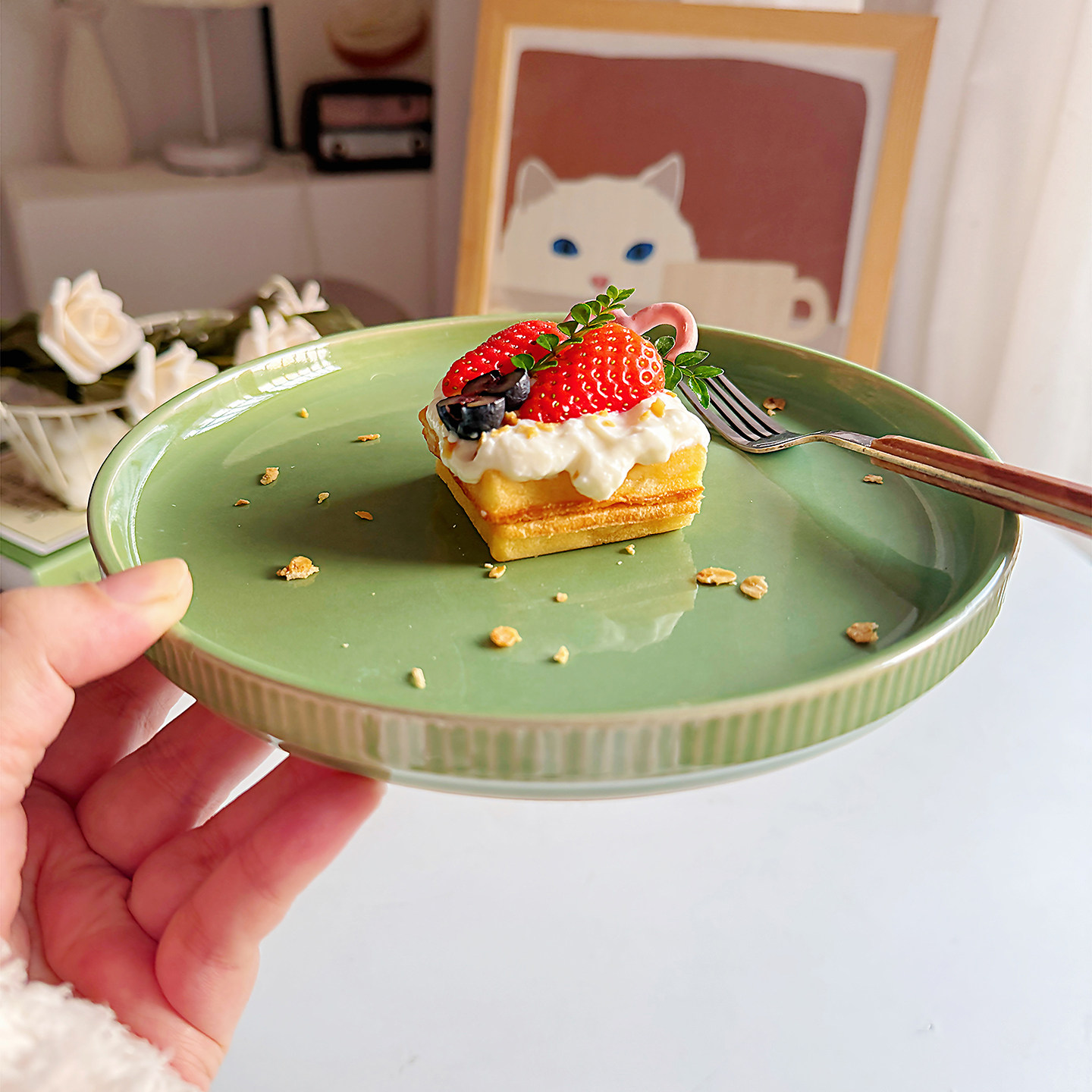 【清新抹茶绿西餐平盘】ins陶瓷牛排盘沙拉盘意面盘菜盘子瑕疵,餐饮具,盘,淘宝优惠券,粉丝福利购,淘宝优惠卷