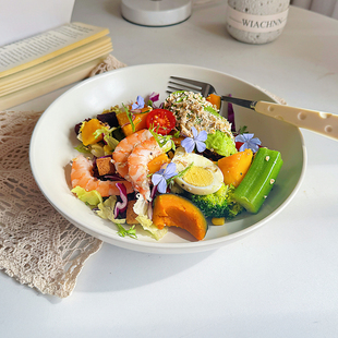 【巨好看纯色奶油感韩风菜碗】ins陶瓷水果沙拉碗意面碗深盘瑕疵