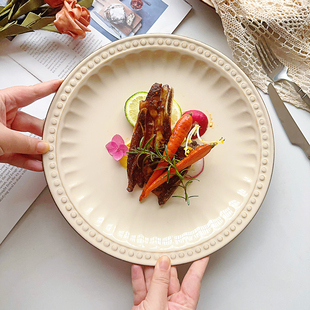 【法式浪漫珠点西餐大盘】ins陶瓷餐厅牛排盘沙拉料理菜盘子瑕疵