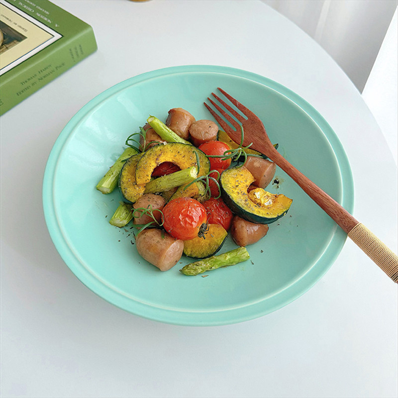 【春夏超清新薄荷绿深盘】ins陶瓷餐厅水果沙拉碗意面碗菜碗瑕疵,餐饮具,碗,淘宝优惠券,粉丝福利购,淘宝优惠卷