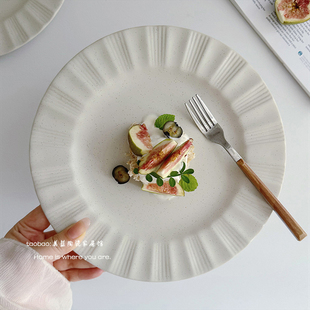 【ins高质感哑光浮雕盘子】日式陶瓷西餐盘甜品盘沙拉意面盘瑕疵