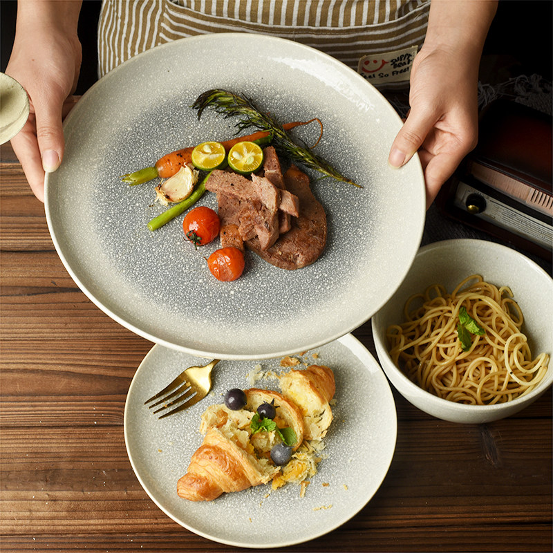 【拍照好看盘子】复古ins风陶瓷餐具创意餐厅牛排盘家用菜盘瑕疵,餐饮具,盘,淘宝优惠券,粉丝福利购,淘宝优惠卷