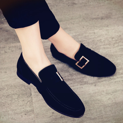 Summer Young Men's High-End Business Formal Casual Leather Shoes, Versatile Suede Slip-On Loafers