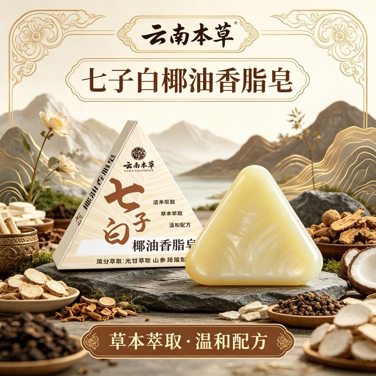 云南本草七子白除螨温和洗脸皂