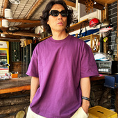 核爆炸凝夜紫时尚 t恤 转运流行色260克全棉纯素色宽松休闲打底短袖