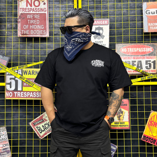 核爆炸潮牌西海岸经典花体字250克黑色全棉宽松大码夏季短袖t恤男