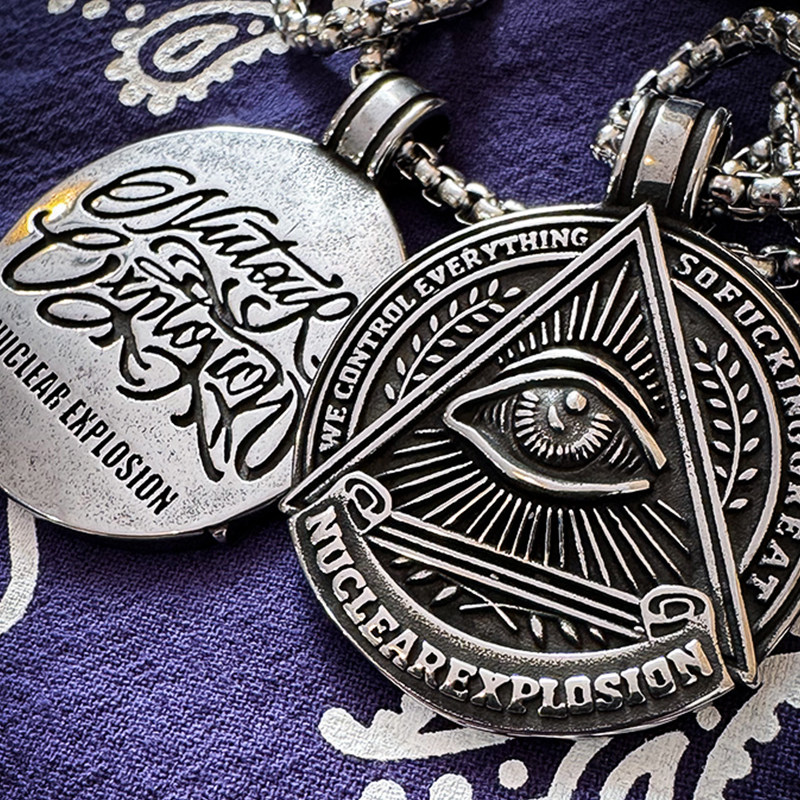 核爆炸全视之眼vintage古着饰品不锈钢复古吊坠配饰男女长款项链