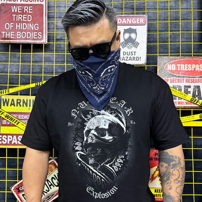 核爆炸奇卡诺骷髅匪帮短袖棉T恤