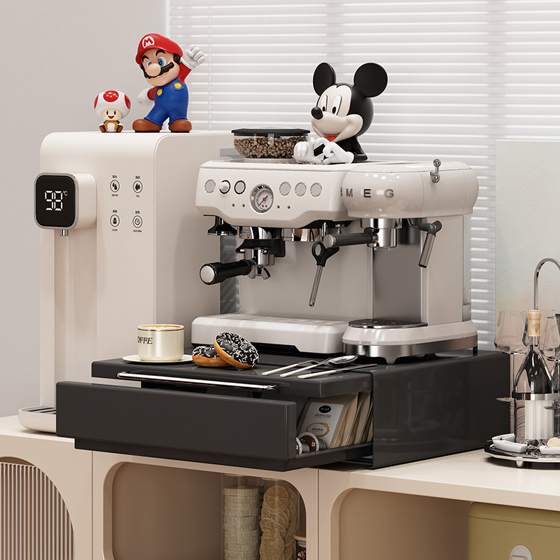 桌面咖啡机饮水机置物架家用防尘水杯收纳架子分层抽屉零食收纳柜