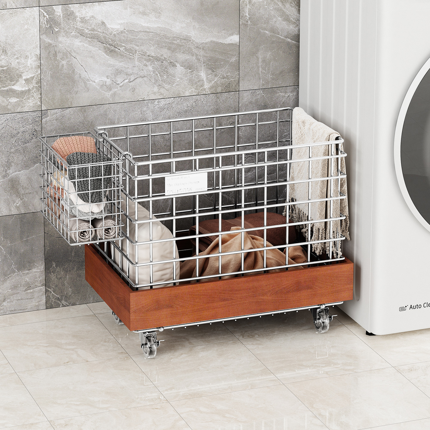 a生浴室柜下脏衣篮分区收纳筐