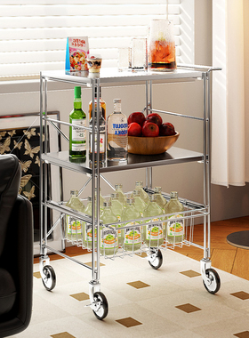a生小推车置物架不锈钢分层可移动厨房落地储物柜家用零食收纳架