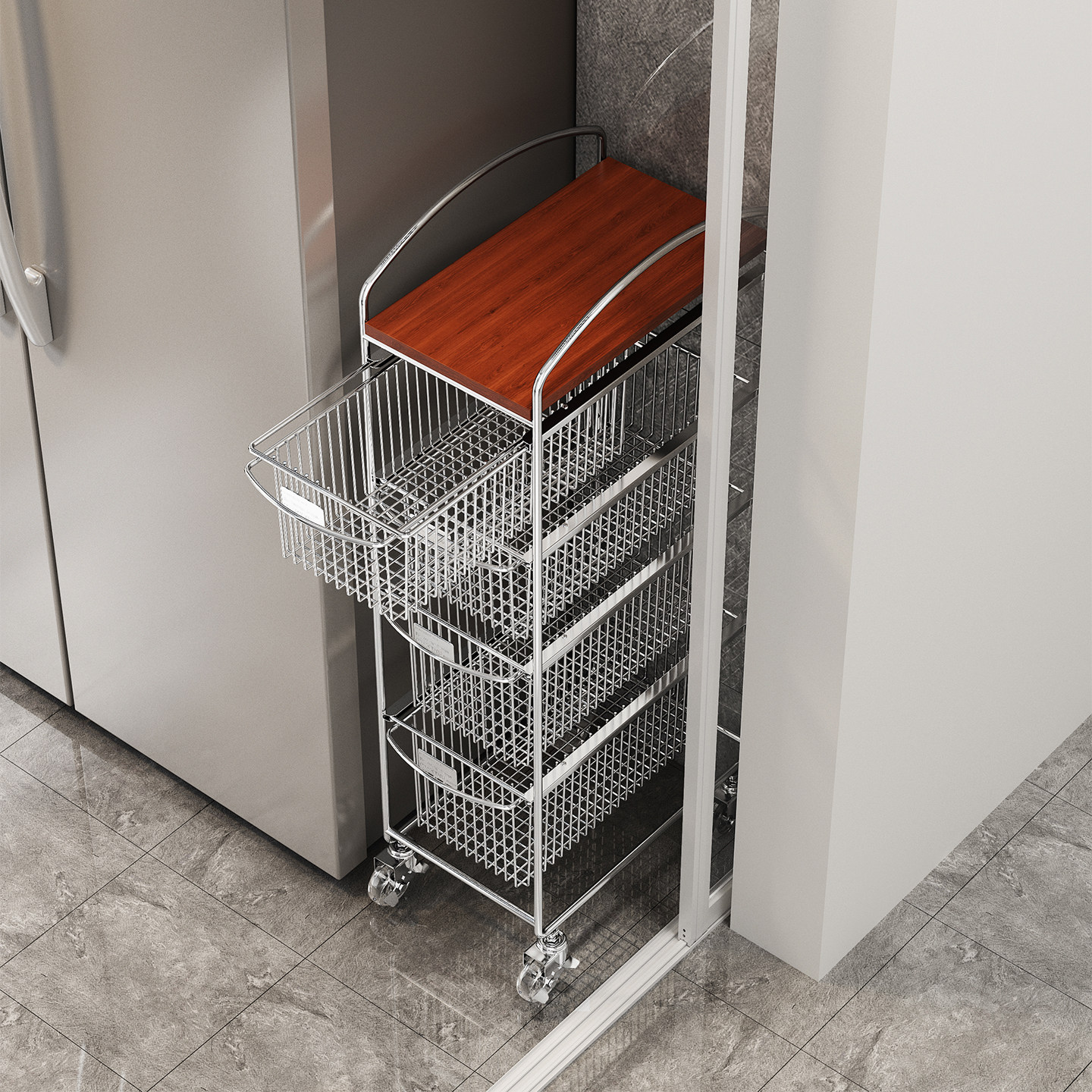 a生新款厨房菜篮子置物架橱柜下方蔬菜收纳筐冰箱侧夹缝架小推车,厨房/烹饪用具,果蔬置物架/篮/框,淘宝优惠券,粉丝福利购,淘宝优惠卷