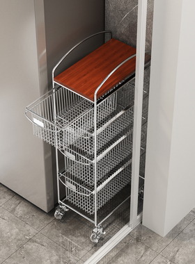 a生新款厨房菜篮子置物架橱柜下方蔬菜收纳筐冰箱侧夹缝架小推车