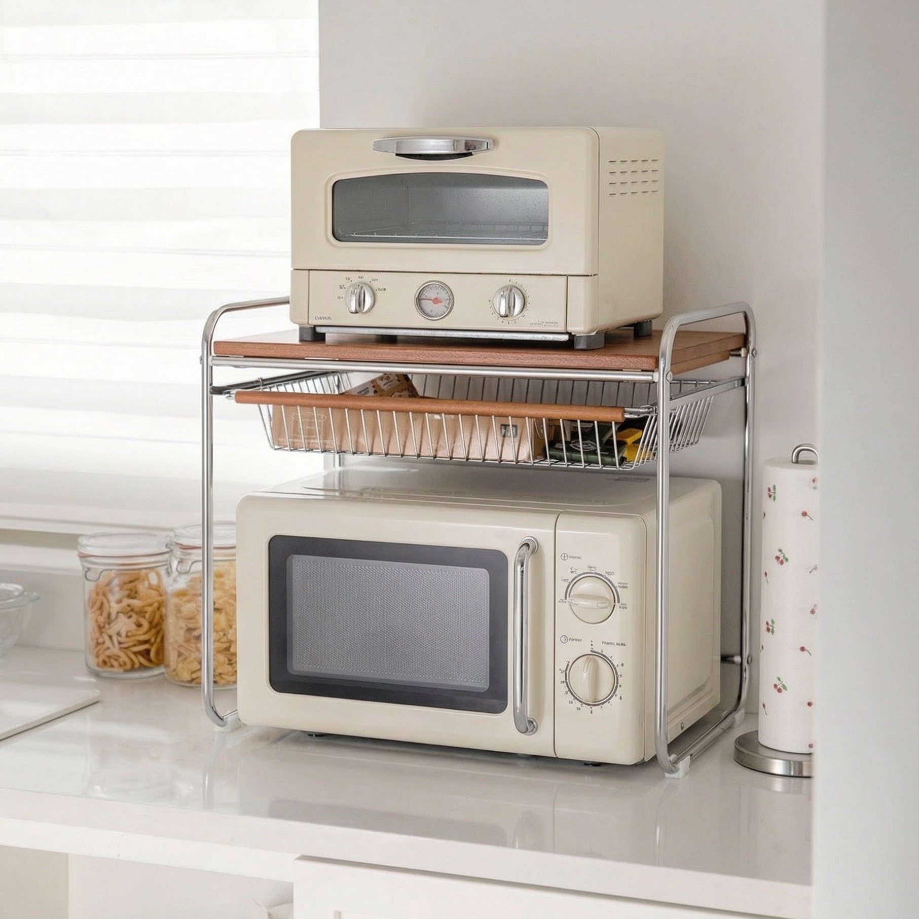 中古风微波炉置物架厨房烤箱电饭煲小家电支架带抽屉调料收纳架子,厨房/烹饪用具,微波炉置物架,淘宝优惠券,粉丝福利购,淘宝优惠卷