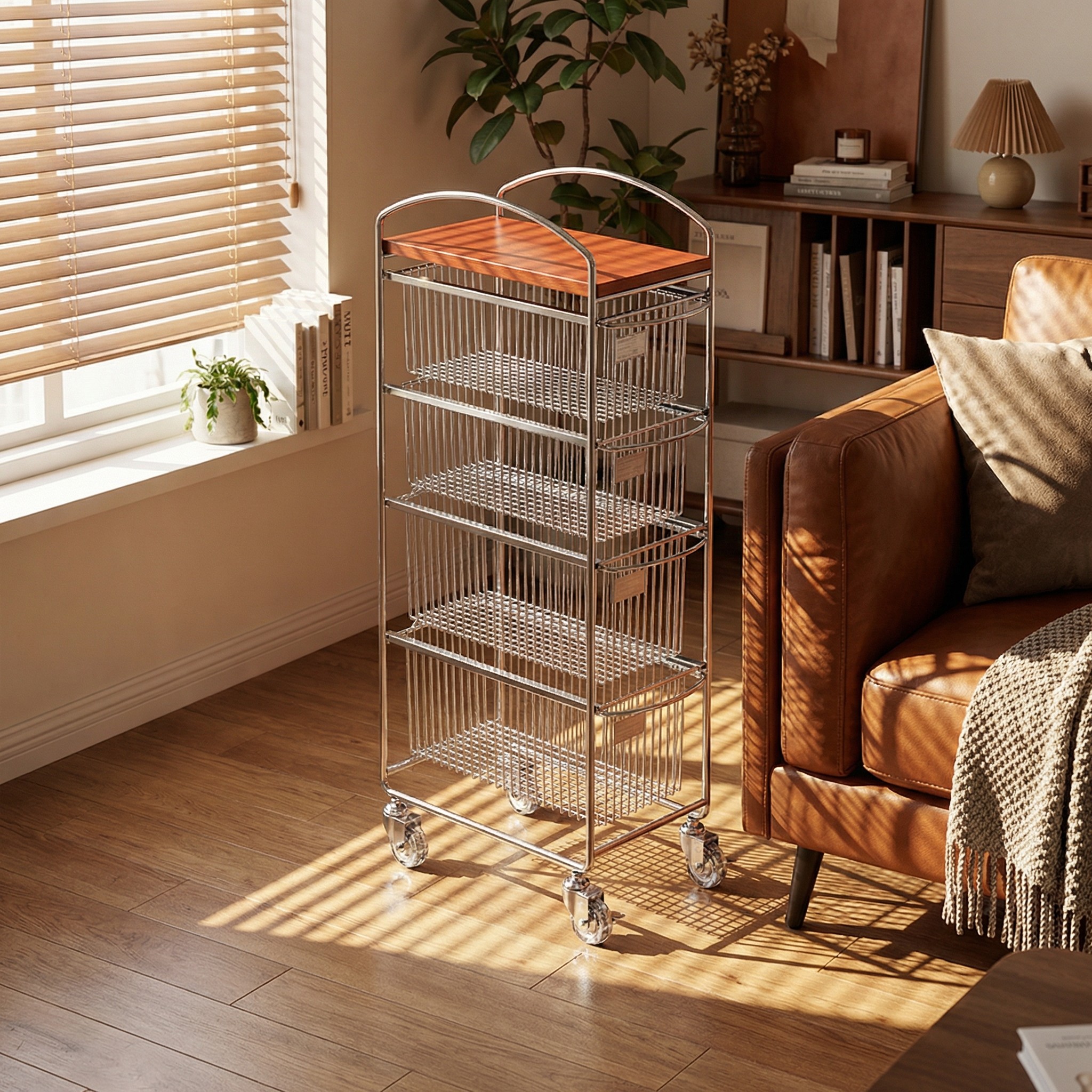 中古风零食置物架客厅高颜值移动小推车沙发边几家用多功能收纳架,住宅家具,移动边几/推车,淘宝优惠券,粉丝福利购,淘宝优惠卷