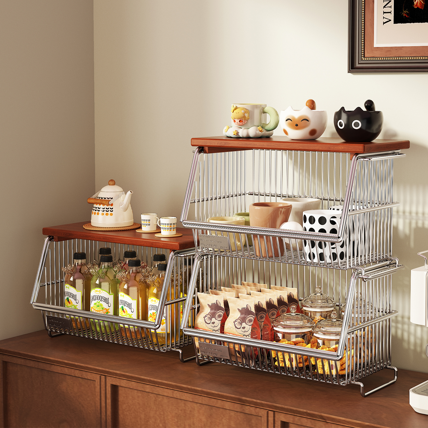 a生零食收纳盒多功能茶几置物筐