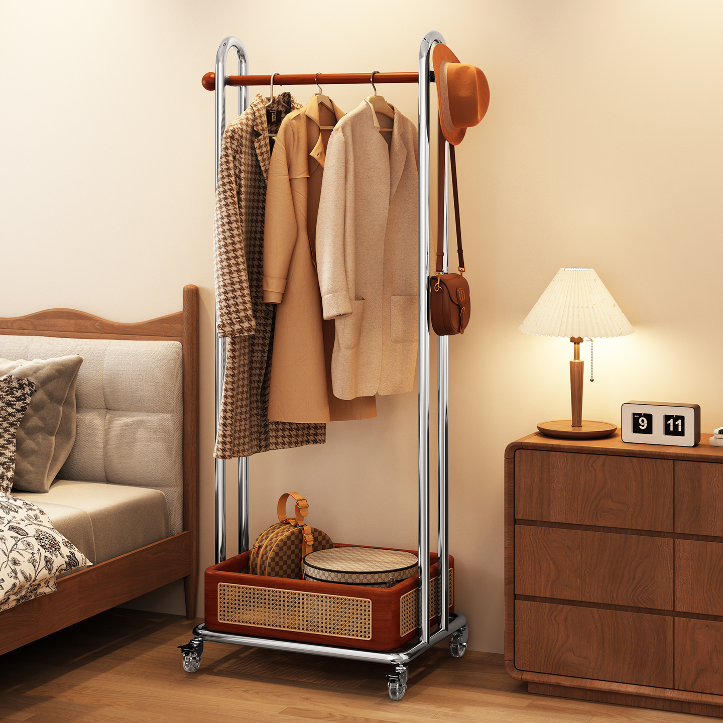 a生中古挂衣架落地式卧室衣帽架