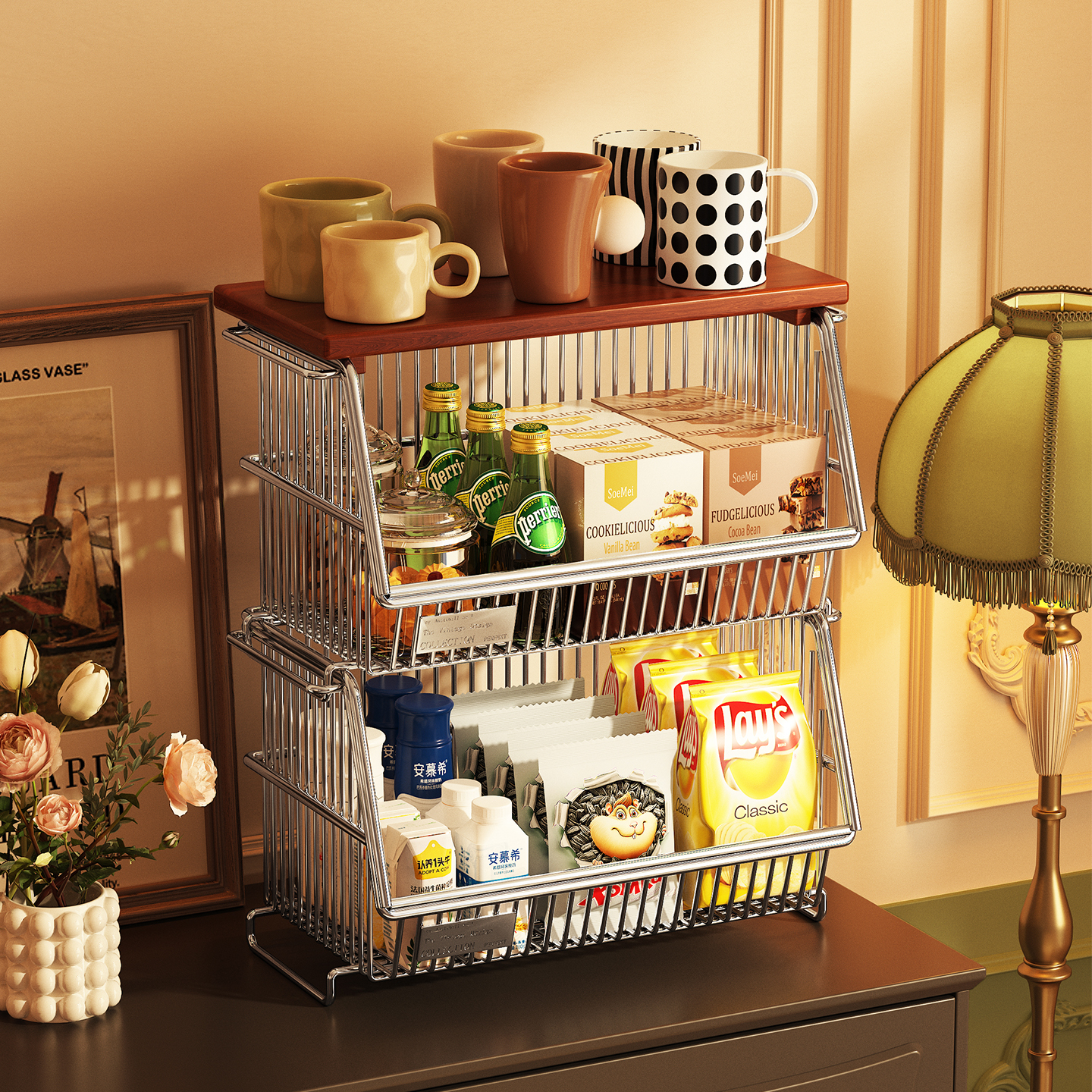 a生家用客厅桌面零食饮料收纳架