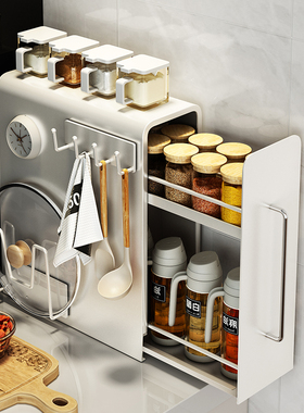 厨房调料置物架多功能抽拉式调料架调味料收纳盒转角台面收纳柜子
