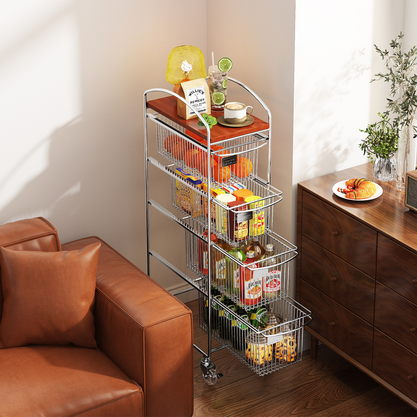 零食置物架落地客厅缝隙收纳架可移动小推车空间利用神器角几边几,住宅家具,移动边几/推车,淘宝优惠券,粉丝福利购,淘宝优惠卷