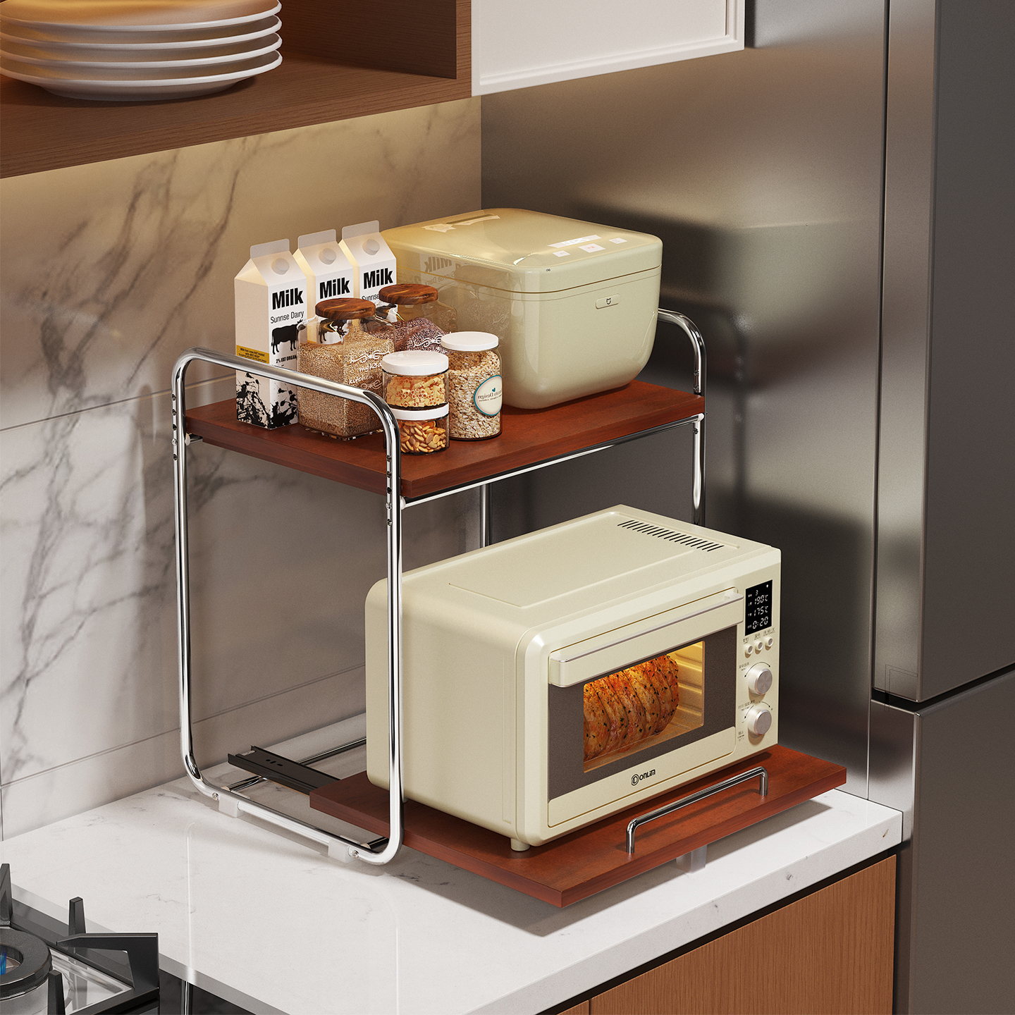 a生家用厨房抽拉式微波炉置物架