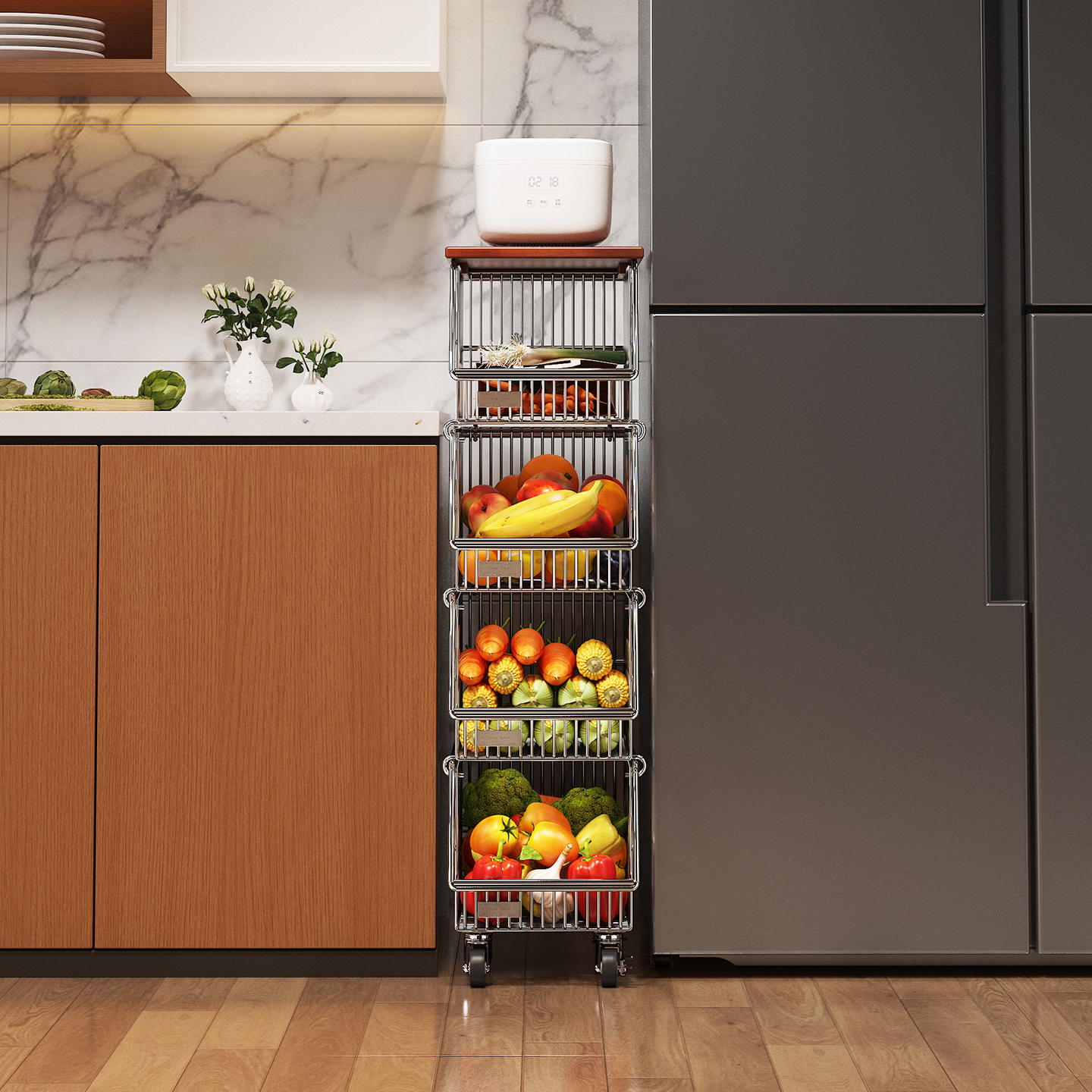 a生厨房不锈钢夹缝置物架果蔬篮