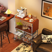 中古风沙发边桌零食小推车多功能置物架客厅储物柜厨房蔬菜收纳筐