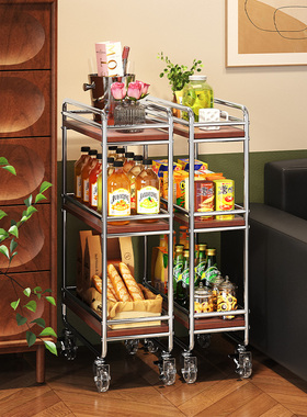 a生中古小推车置物架厨房落地夹缝分层储物柜家用移动零食收纳架