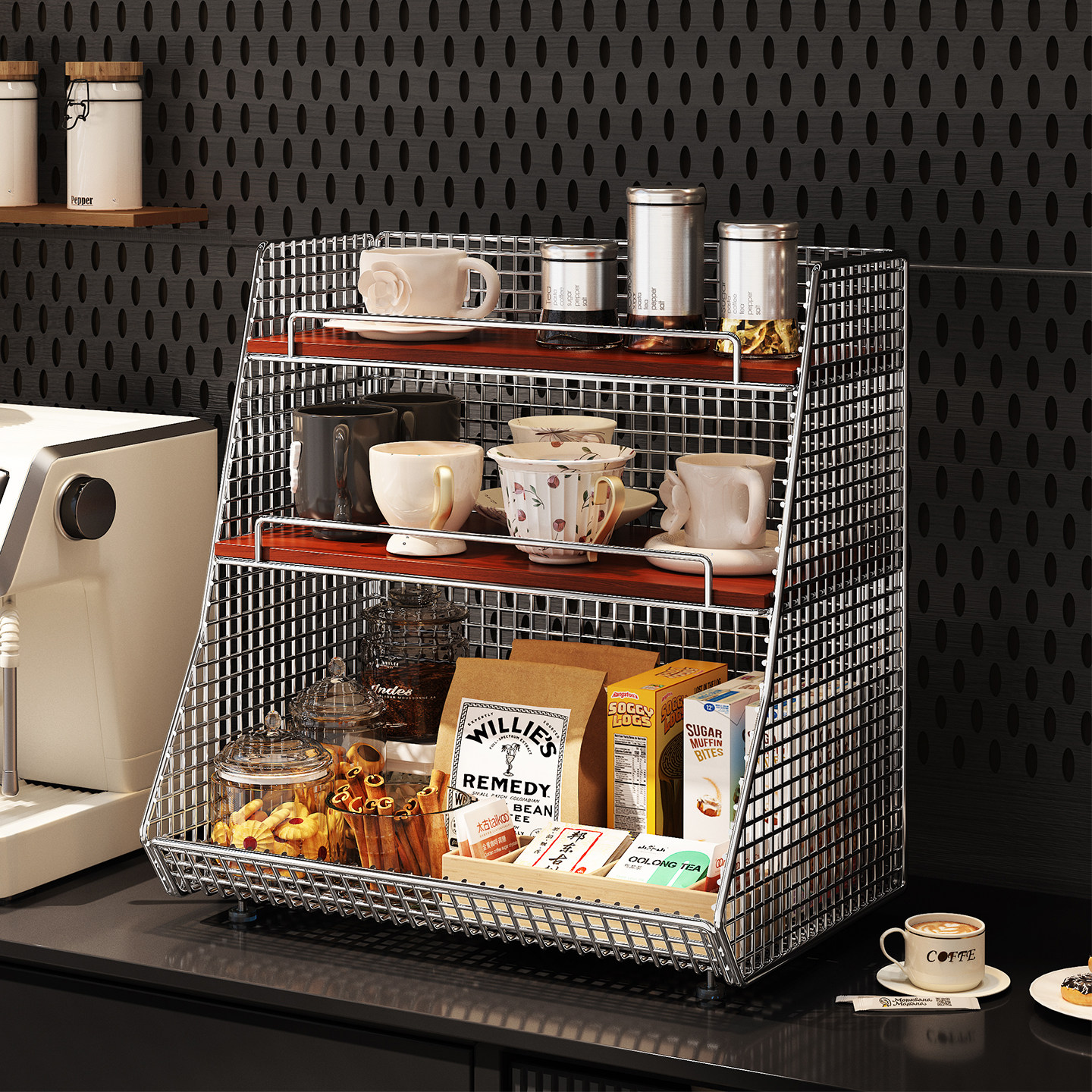 桌面置物架餐边柜零食收纳架客厅水杯储物架厨房台面水果收纳篮子,收纳整理,收纳筐,淘宝优惠券,粉丝福利购,淘宝优惠卷