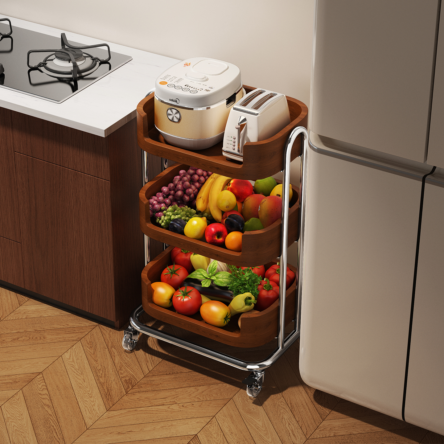 a生不锈钢置物架厨房蔬菜收纳筐