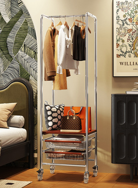 中古风衣帽架落地卧室简约衣服收纳柜家用可移动置物隔夜挂衣架子