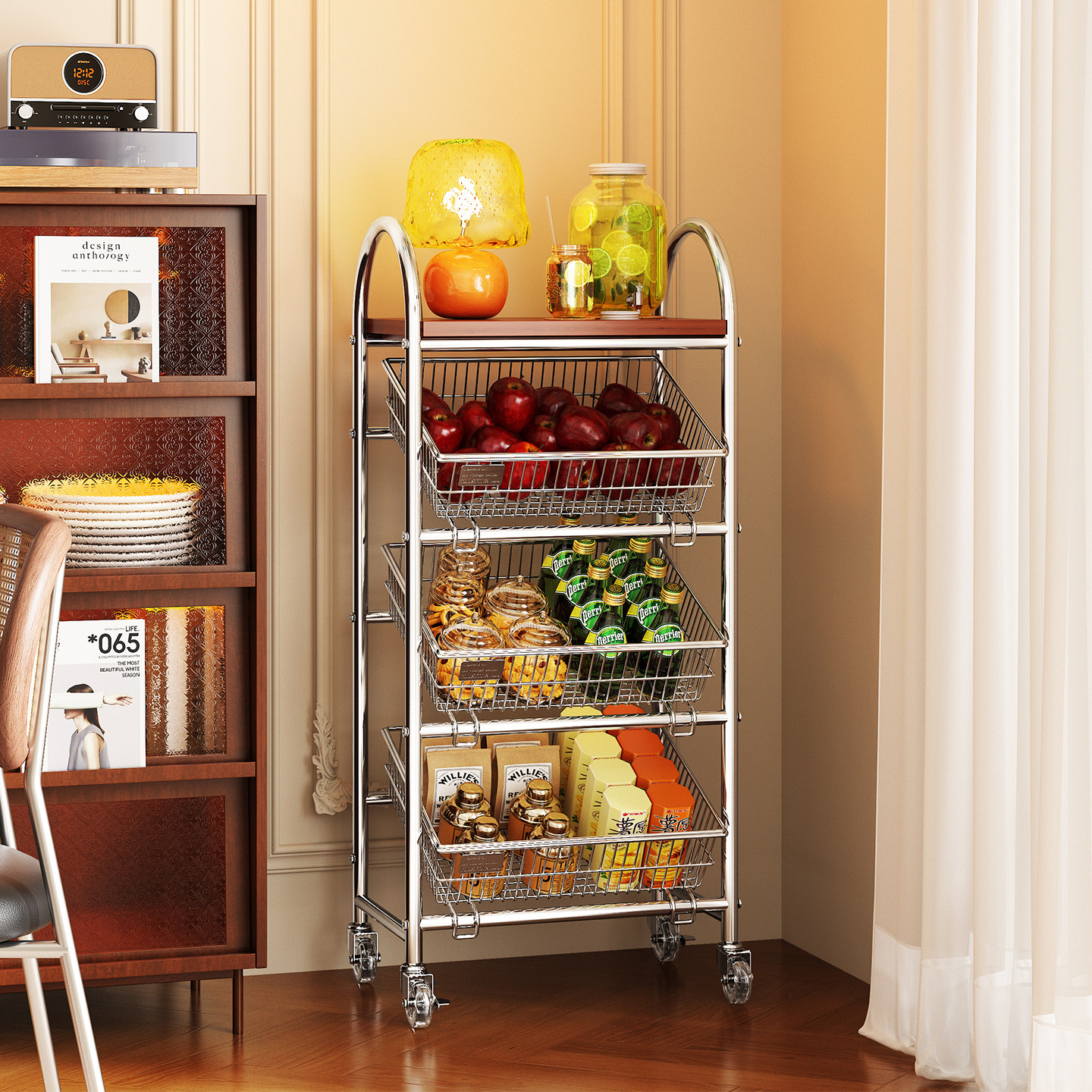 中古零食小推车置物架客厅实木边几储物柜厨房水果饮料收纳架子,住宅家具,移动边几/推车,淘宝优惠券,粉丝福利购,淘宝优惠卷