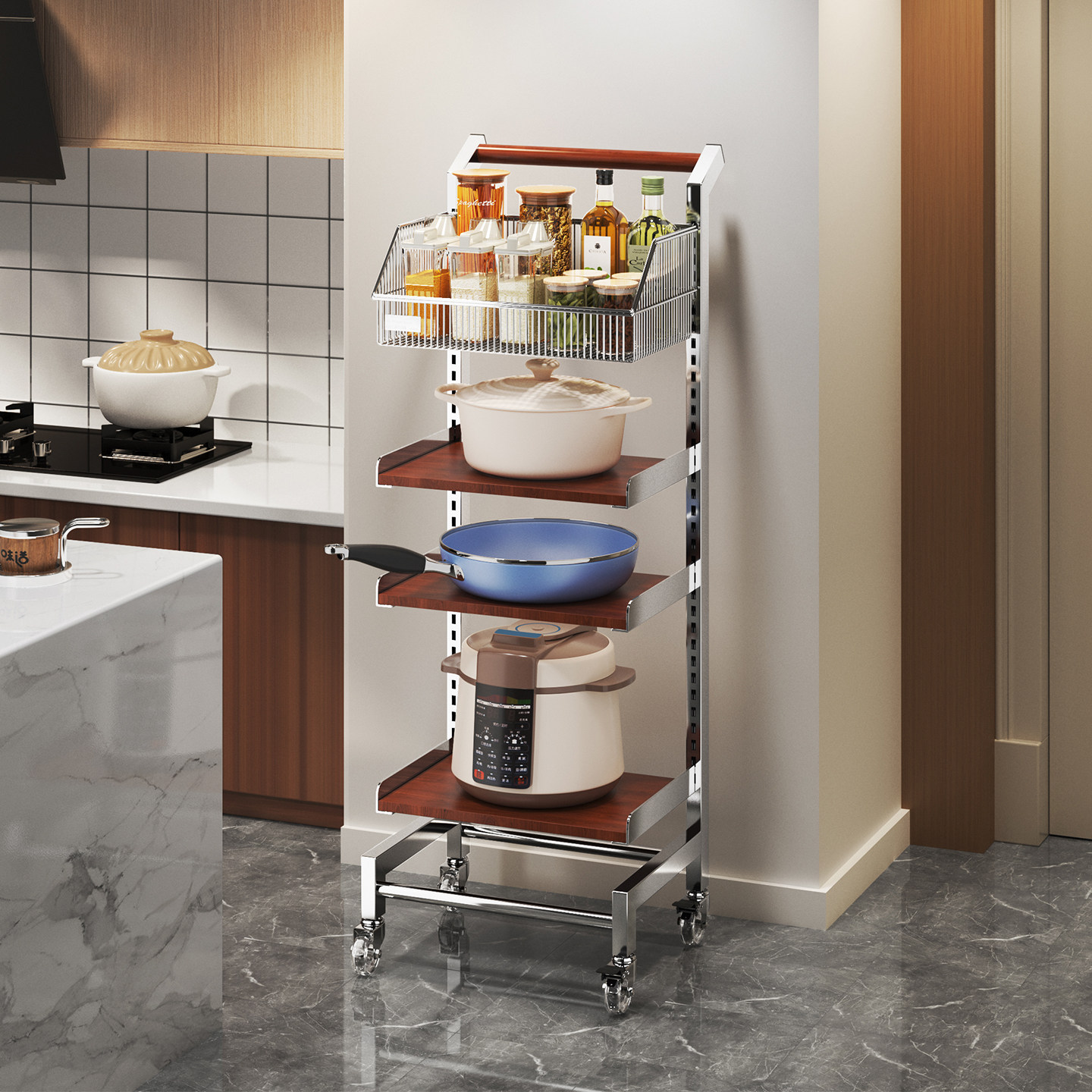 厨房调料置物架锅具收纳架蔬菜水果储物柜零食柜多层小架子餐边柜,厨房/烹饪用具,微波炉置物架,淘宝优惠券,粉丝福利购,淘宝优惠卷