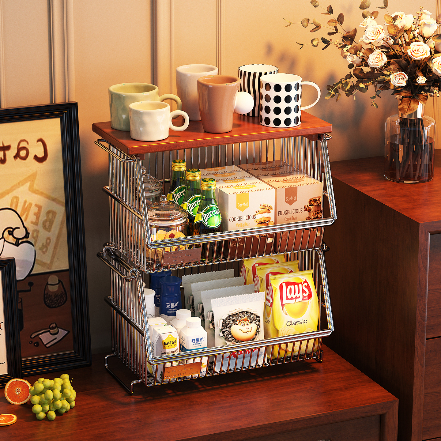 a生家用客厅桌面零食饮料置物架