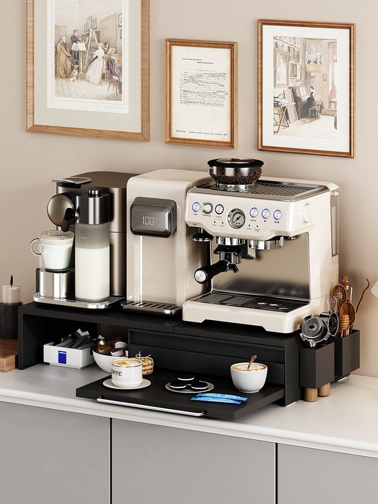 台面咖啡机增高架抽屉式杯子收纳置物架子咖啡杯水杯架分层防尘柜