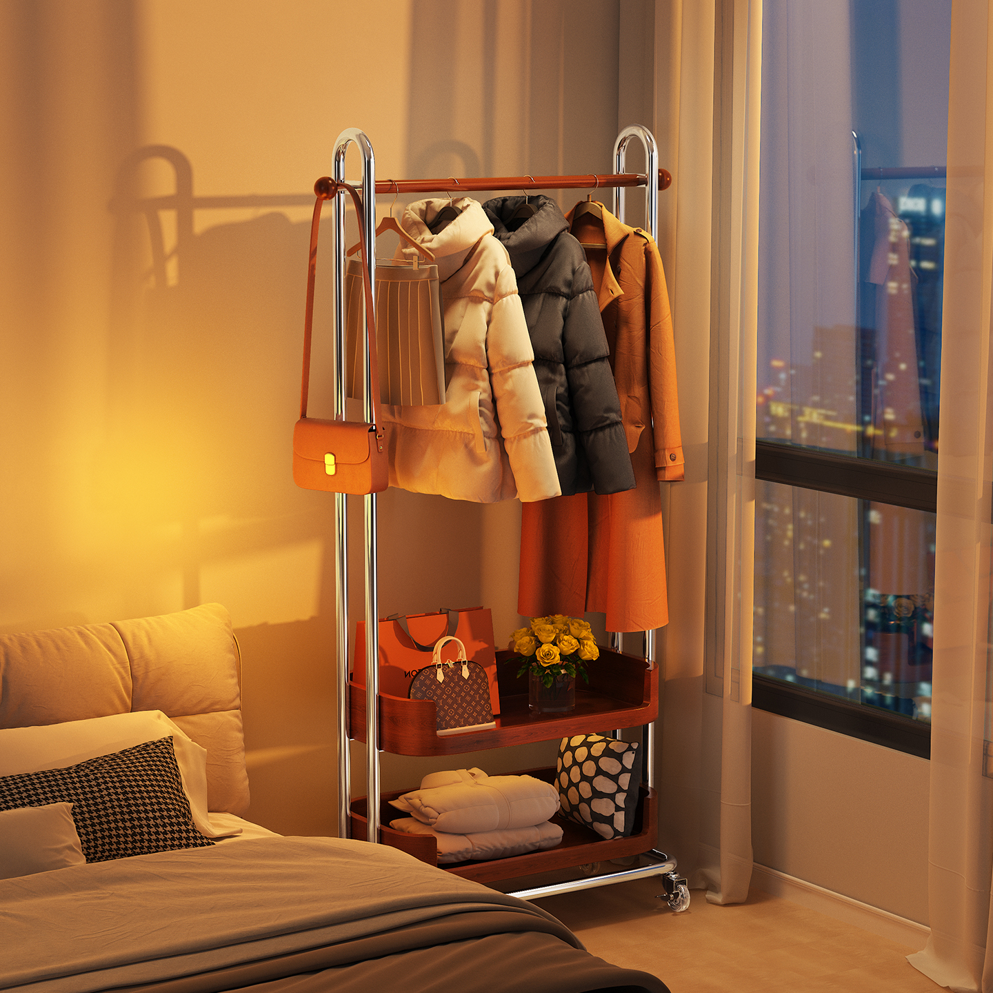 a生落地挂衣架挂包架开放式衣柜