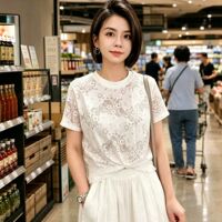 2026春夏新款高级感慵懒宽松上衣白色圆领正肩短袖T恤女百搭