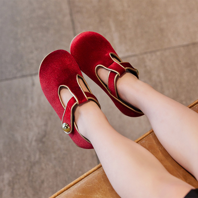 女童红色皮鞋2025春夏新款